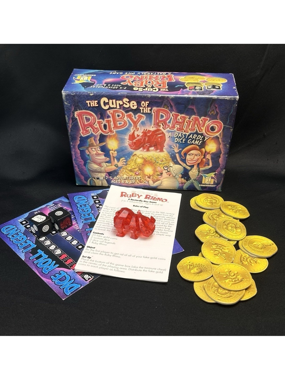 Curse of the Ruby Rhino Dastardly Board Game Gamewright Dice Game **Complete**